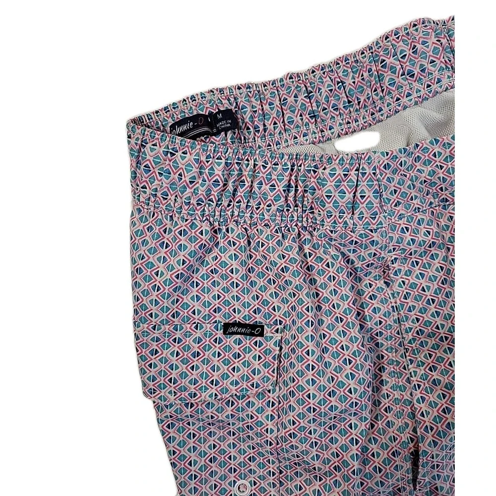 Johnnie-O Swim Trunks Performance Stretch W/ Pockets Mens Sz.‎ M, GEOMETRIC PINK